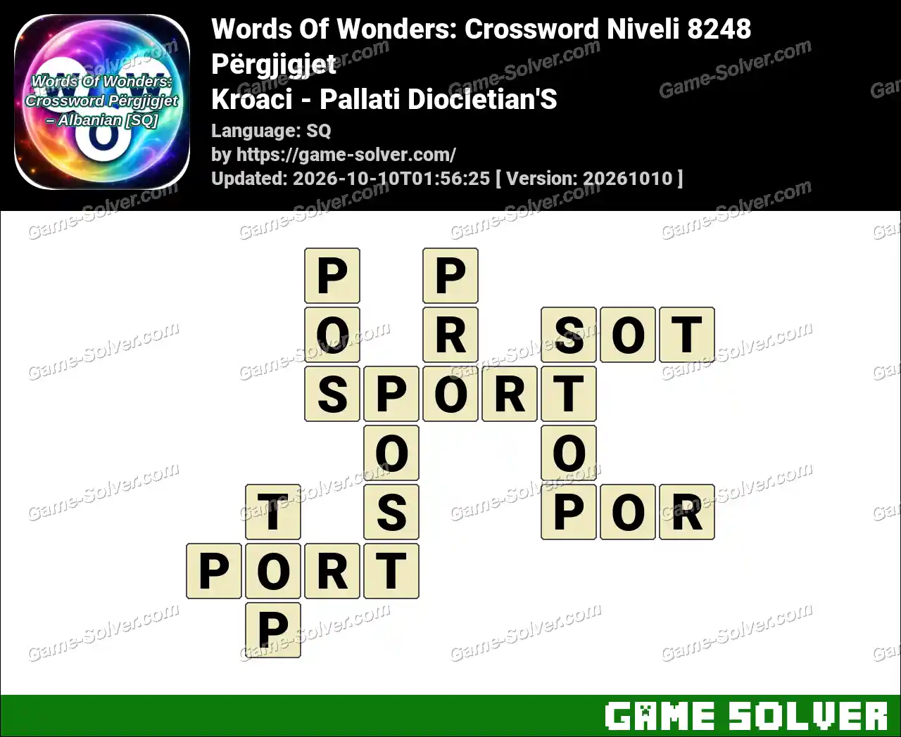 Words Of Wonders: Crossword Niveli 8248 Përgjigjet – Kroaci – Pallati Diocletian’S